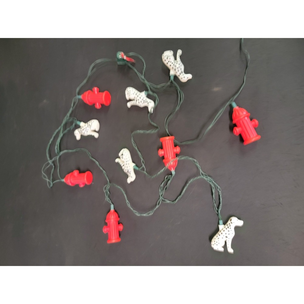 Vintage 1993 Primal Lite Dalmatians & Fire Hydrants String Lights 10ct 12ft